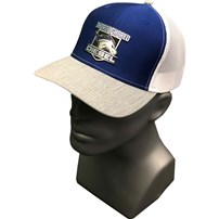 Thoroughbred Light Gray Bill, Blue Front, White Mesh, Blue and Silver Leather patch