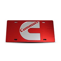 Thoroughbred Diesel Custom License Plate - CUMMINS Red w/ Chrome Lettering