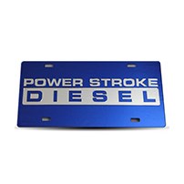 Thoroughbred Diesel Custom License Plate - POWERSTROKE Royal Blue w/ Chrome Lettering