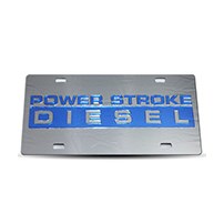 Thoroughbred Diesel Custom License Plate - POWERSTROKE Smoke w/ Royal Blue Lettering