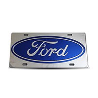 Thoroughbred Diesel Custom License Plate - FORD Royal Blue w/ Chrome Lettering