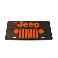 Thoroughbred Diesel Custom License Plate - JEEP GRILLE Black w/ Orange Lettering