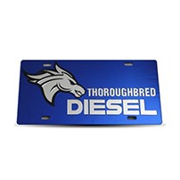 Thoroughbred Diesel Custom License Plate - TBRED DIESEL Royal Blue w/ Chrome Lettering