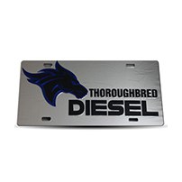 Thoroughbred Diesel Custom License Plate - TBRED DIESEL Chrome w/ Black Lettering
