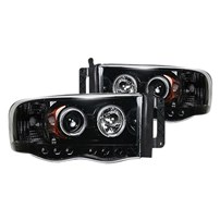 Recon Projector Headlights w/ Ultra High Power Smooth OLED HALOS & DRL - Smoked / Black - 2002-2005 Dodge RAM 1500/2500/3500