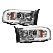 Recon Projector Headlights w/ Ultra High Power Smooth OLED HALOS & DRL - Clear / Chrome - 2002-2005 Dodge RAM 1500 | 2003-2005 RAM 2500/3500