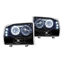 Recon Projector Headlights w/ Ultra High Power Smooth OLED HALOS & DRL - Smoked / Black - 1999-2004 Ford F-250/F-350/F-450/F-550