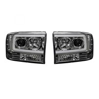 Recon Projector Headlights w/ Ultra High Power Smooth OLED HALOS & DRL - Clear / Chrome - 1999-2004 Ford F-250/F-350/F-450/F-550