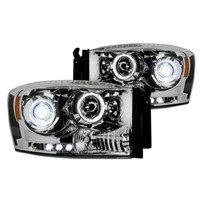 Recon Projector Headlights w/ CCFL HALOS & DRL - Clear / Chrome - 2006-2008 Dodge RAM 1500 | 2006-2009 RAM 2500/3500