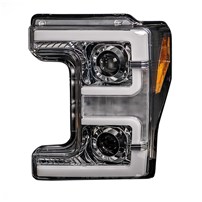 Recon Projector Headlights w/ Ultra High Power Smooth White OLED DRL & High Power Amber Switchback LED Turn Signals - Clear / Chrome - 2017-2019 Ford F-250/F-350/F-450/F-550