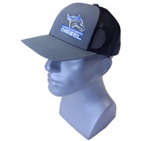 Thoroughbred Diesel Gray Bill, Gray Front, Black Mesh Snap Back, Blue/White Logo Hat