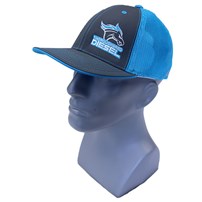 Thoroughbred Diesel Gray Bill, Gray Front, Neon Blue Mesh Flex Fit, Neon Blue/White Logo Hat