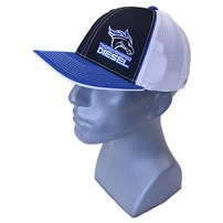 Thoroughbred Diesel Blue Bill, Black Front, White Mesh Flex Fit, Blue/White Logo Hat