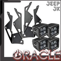 Oracle Lighting Jeep Jk Dual Light Mounting Pillar Brackets + Lights Combo
