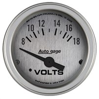 AutoMeter Auto Gage Series - Silver - Voltmeter Gauge (2-1/16 Electrical Short Sweep 8-18 Volts) - 2380