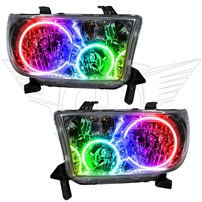 Oracle Lighting 2007-2013 Toyota Tundra Pre-Assembled Halo Headlights - Chrome Housing - Colorshift - W/No Controller