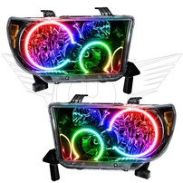 Oracle Lighting 2007-2013 Toyota Tundra Pre-Assembled Halo Headlights - Black Housing - Colorshift - W/No Controller