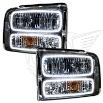 Oracle Lighting 2005 Ford Excursion Pre-Assembled Halo Headlights - Chrome Housing - White