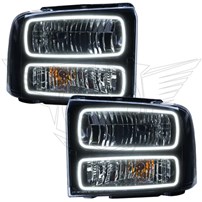 Oracle Lighting 2005 Ford Excursion Pre-Assembled Halo Headlights - Black Housing - White