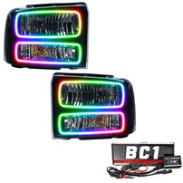 Oracle Lighting 2005 Ford Excursion Pre-Assembled Halo Headlights - Black Housing - Colorshift - W/Bc1 Controller