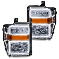 Oracle Lighting 2008-2010 Ford F-250/F-350 Super Duty Pre-Assembled Halo Headlights - Chrome Housing - White