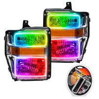 Oracle Lighting 2008-2010 Ford F-250/F-350 Super Duty Pre-Assembled Halo Headlights - Chrome Housing - Colorshift - W/Rf Controller