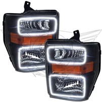 Oracle Lighting 2008-2010 Ford F-250/F-350 Super Duty Pre-Assembled Halo Headlights - Black - White