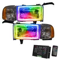 Oracle Lighting 1994-2002 Dodge RAM 1500/2500/3500 Pre-Assembled Halo Headlights - Colorshift - W/2.0 Controller