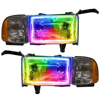 Oracle Lighting 1994-2002 Dodge RAM 1500/2500/3500 Pre-Assembled Halo Headlights - Colorshift - W/No Controller