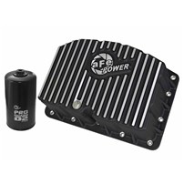 aFe Engine Oil Pan - Black w/Machined Fins Finish - 11-19 Ford Powerstroke
