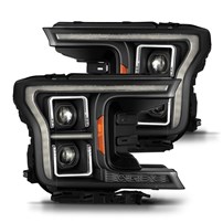 AlphaRex Luxx-Series Led Projector Headlights Black, Converter Req w/Led Headlights - 18-20 Ford F150