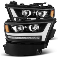 AlphaRex Luxx-Series LED Projector Headlights Black w/ Sequential Signal, T-Shaped DRL - 2019-2023 Ram 1500 (With Factory Halogen Headlights)