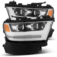 AlphaRex Luxx-Series LED Projector Headlights Chrome w/ Sequential Signal, T-Shaped DRL - 2019-2023 Ram 1500 (With Factory Halogen Headlights)