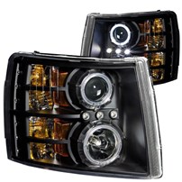 Anzo Black Projector Headlights w/ CCFL Halo - 2007.5-2014 Chevrolet Silverado 2500HD/3500HD