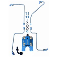 CNC Fabrication Valley Mount Fuel Line Kit For Stock Turbo - 94.5-97 Powerstroke 7.3L (Blue)