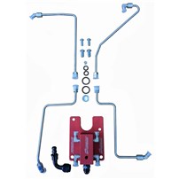 CNC Fabrication Valley Mount Fuel Line Kit For Stock Turbo - 94.5-97 Powerstroke 7.3L (Red)