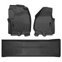 Husky Liner WeatherBeater Complete Set - Front & 2nd Seat Floor Liners - BLACK - 13-16 Ford Powerstroke, Crew Cab