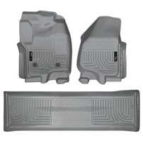 Husky Liner WeatherBeater Complete Set - Front & 2nd Seat Floor Liners - GREY - 13-16 Ford Powerstroke, Crew Cab