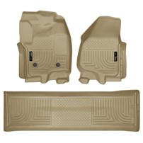 Husky Liner WeatherBeater Complete Set - Front & 2nd Seat Floor Liners - TAN - 13-16 Ford Powerstroke, Crew Cab