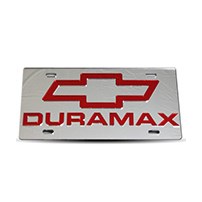 Thoroughbred Diesel Custom License Plate - CHEVY Chrome Plate w/ Red Lettering