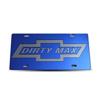 Thoroughbred Diesel Custom License Plate - DIRTY MAX Royal Blue w/ Chrome Lettering