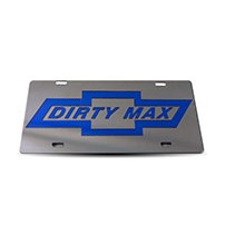 Thoroughbred Diesel Custom License Plate - DIRTY MAX Smoke w/ Royal Blue Lettering