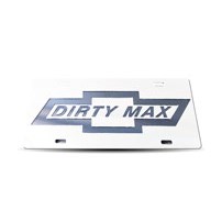 Thoroughbred Diesel Custom License Plate - DIRTY MAX White w/ Smoke Lettering