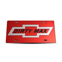 Thoroughbred Diesel Custom License Plate - DIRTY MAX Red w/ Black Lettering