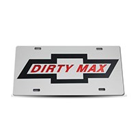 Thoroughbred Diesel Custom License Plate - DIRTY MAX White w/ Red Lettering