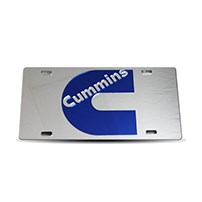 Thoroughbred Diesel Custom License Plate - CUMMINS Chrome w/ Royal Blue Lettering