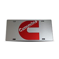 Thoroughbred Diesel Custom License Plate - CUMMINS Chrome w/ Red Lettering
