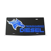 Thoroughbred Diesel Custom License Plate - TBRED DIESEL Black w/ Blue Lettering