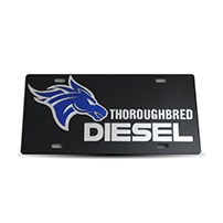 Thoroughbred Diesel Custom License Plate - TBRED DIESEL Black w/ Chrome Lettering