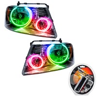 Oracle Lighting 2005-2008 Ford F-150 Pre-Assembled Halo Headlights - Chrome Housing - Colorshift - W/Rf Controller